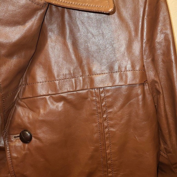 Vintage De Long Glove Cowhide Leather Coat Size 44L Lined W Belt - Picture 3 of 10